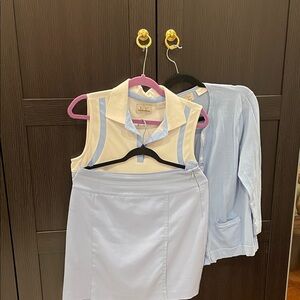 Light Blue and White Sleeveless Top and Skort Set